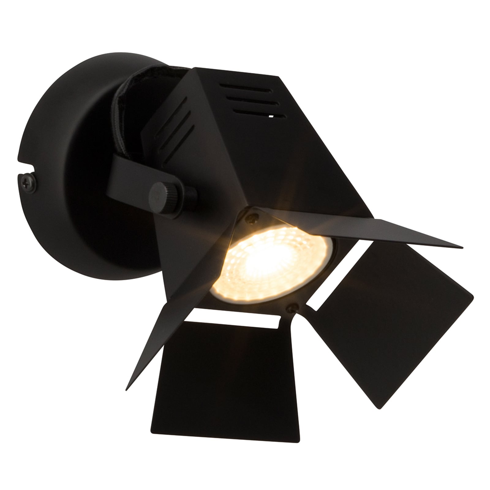 LED vegglampe Movie svingbar svart GU10 5W varmhvit fra Brilliant, forfra