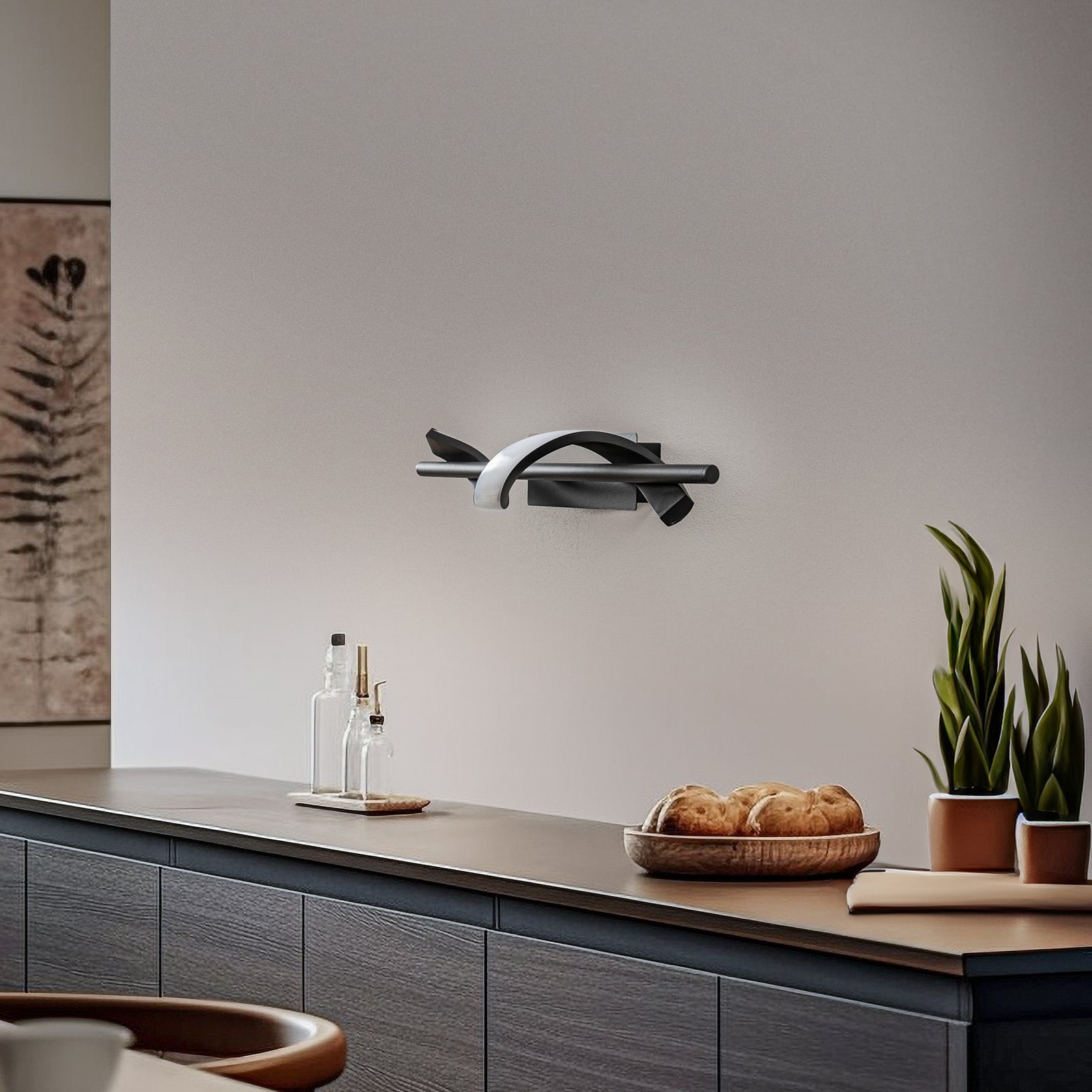 LED vegglampe Munja svart aluminium 45,5 cm detalj