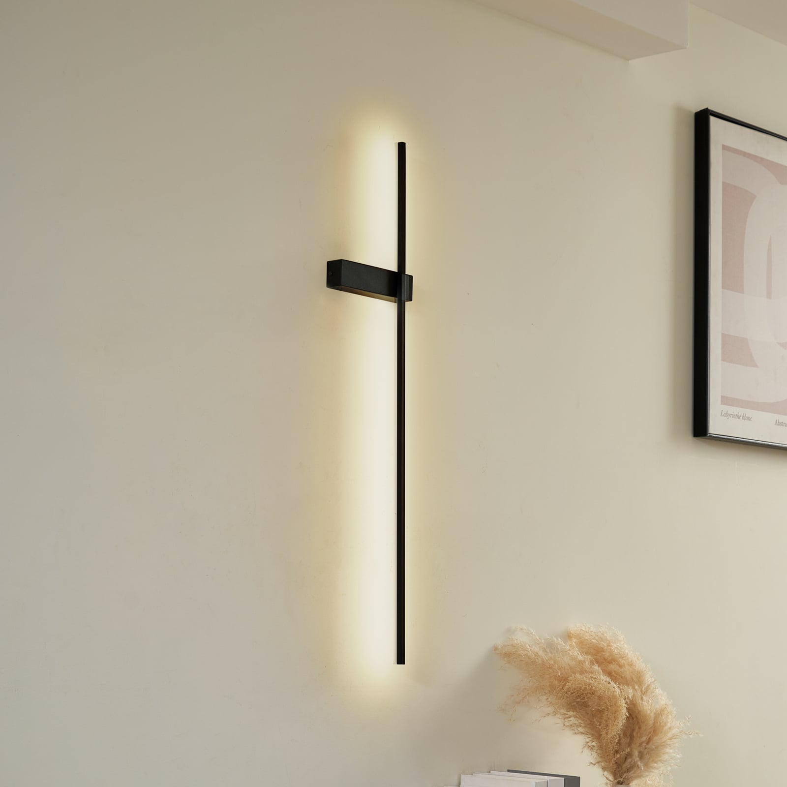 LED vegglampe Natsumi svart aluminium 90 cm bakside