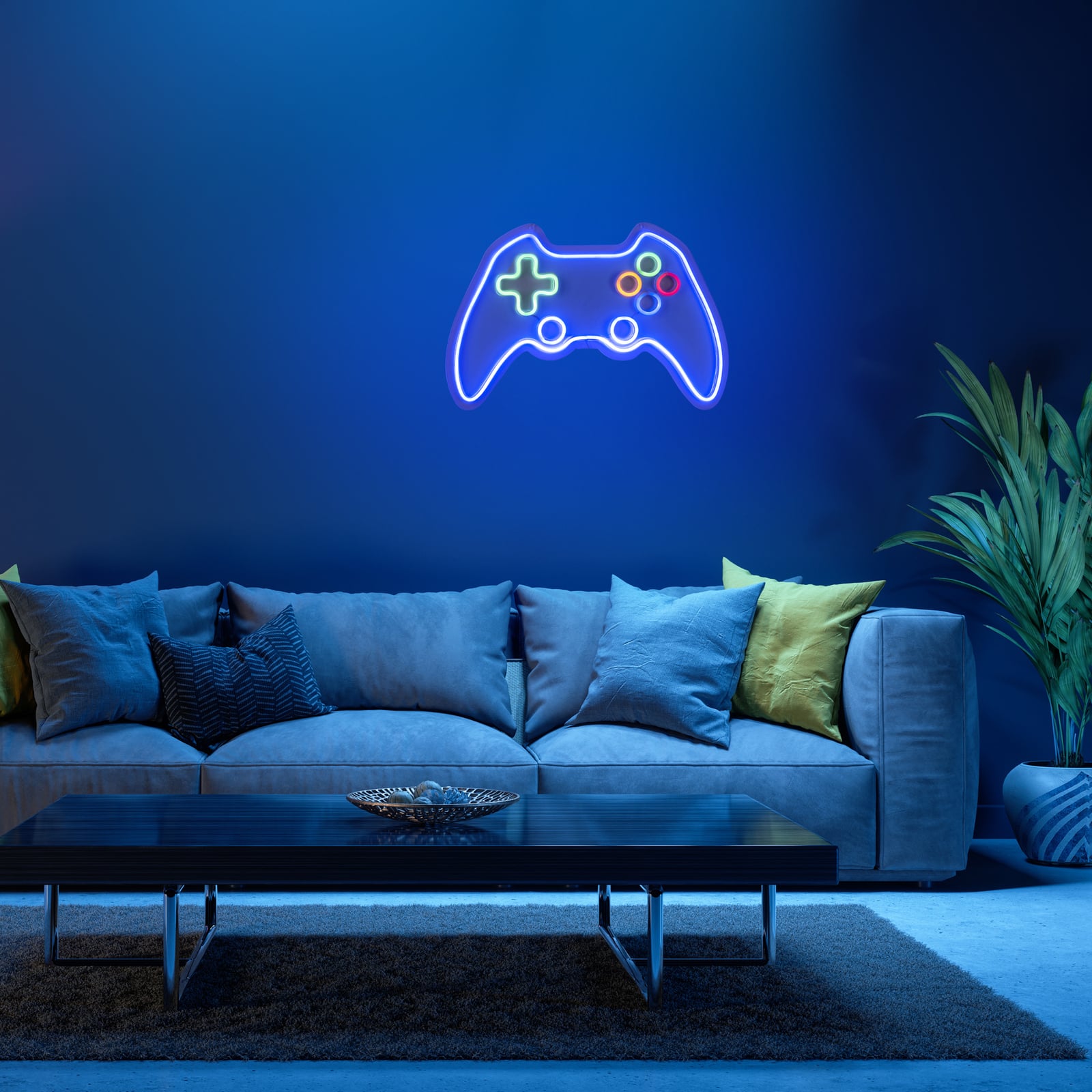 LED vegglampe Neon Gamer kontroller USB 60x40 cm - JUST LIGHT bakside