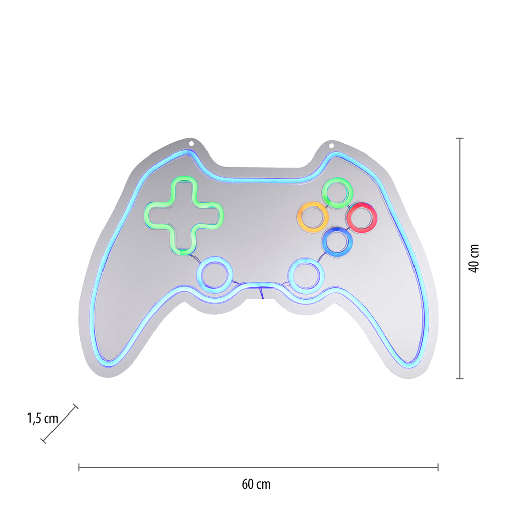 Montert LED vegglampe Neon Gamer kontroller USB 60x40 cm - JUST LIGHT i rom