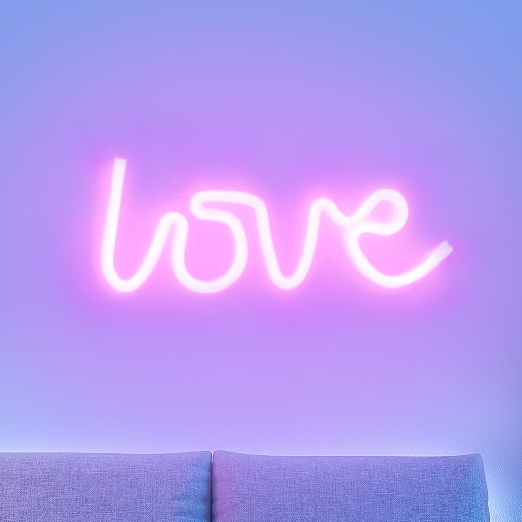 LED vegglampe Neon Love pink USB 34,4 cm forfra