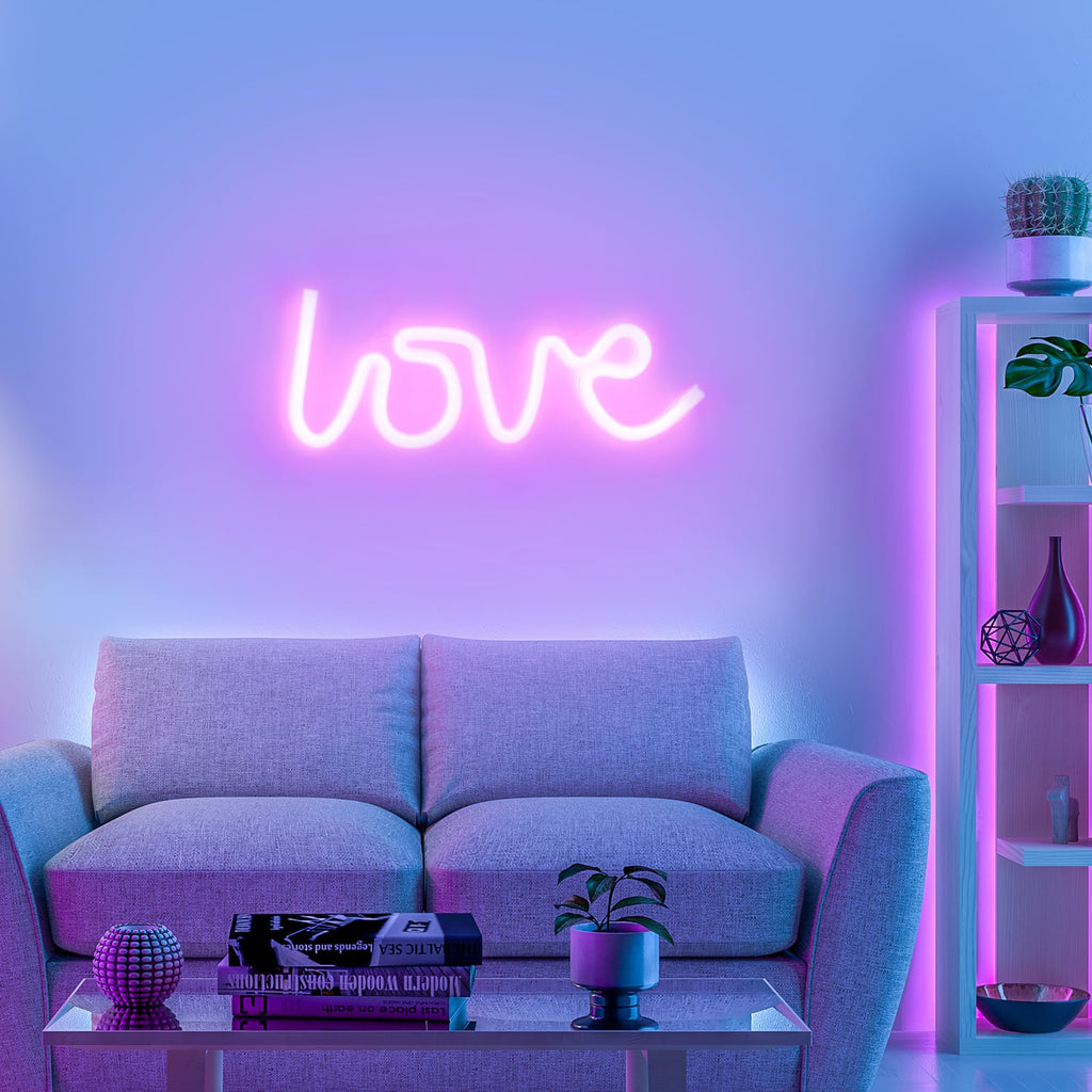 LED vegglampe Neon Love pink USB 34,4 cm bakside