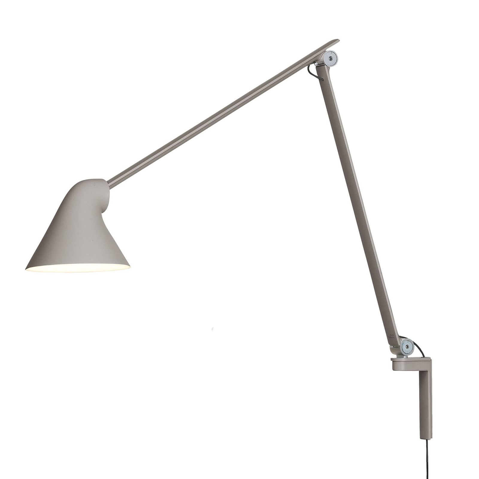 LED-vegglampe NJP lang arm lysegrå justerbar 10W forfra