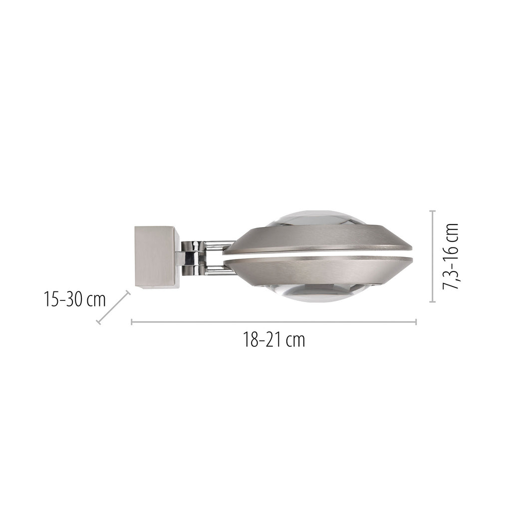 Detalj av LED vegglampe Oculis 2-lys jern sølvfarget dimbar