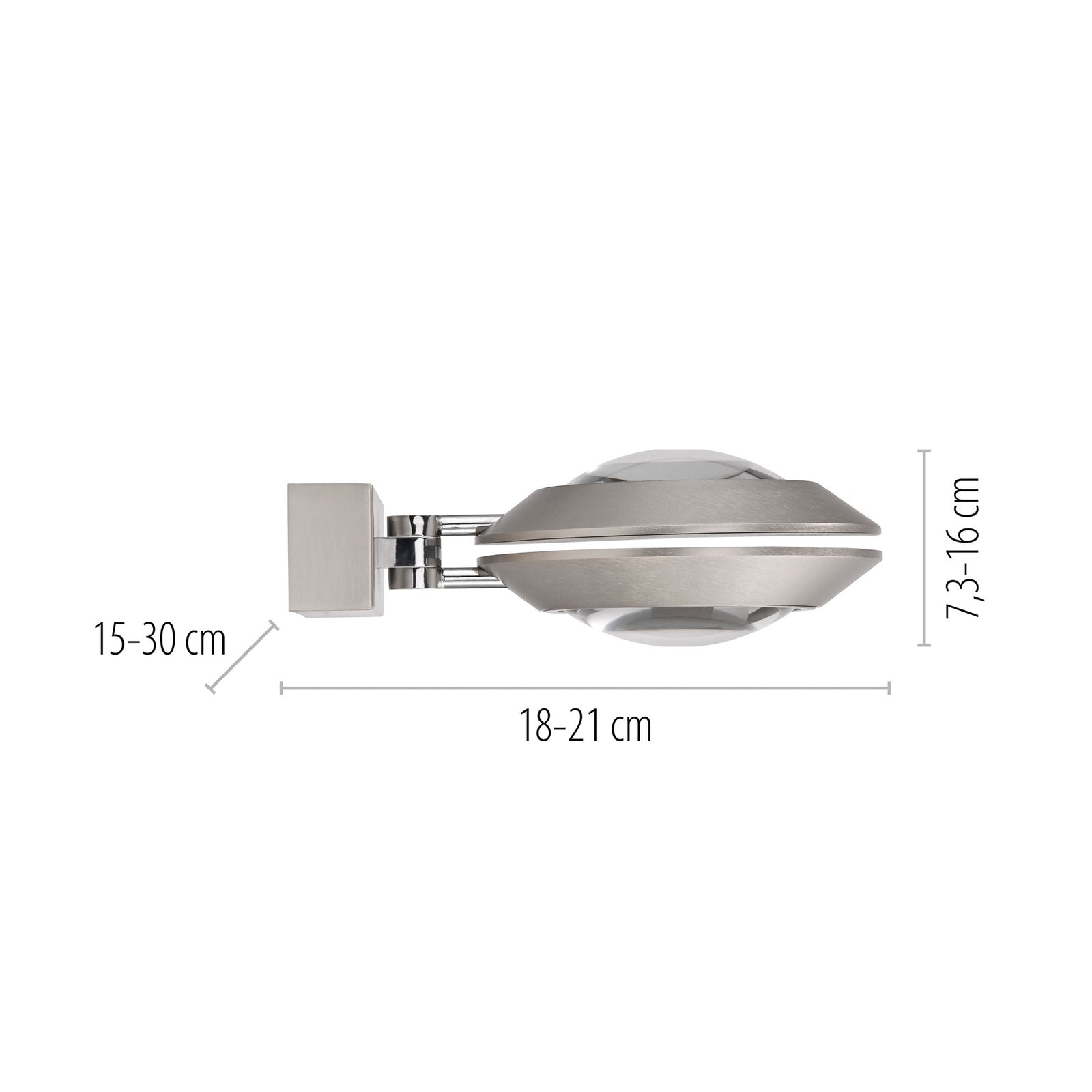 Detalj av LED vegglampe Oculis 2-lys jern sølvfarget dimbar