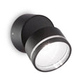 LED vegglampe Omega Round svart Ø9 cm 7W IP54 fra Ideallux sett forfra