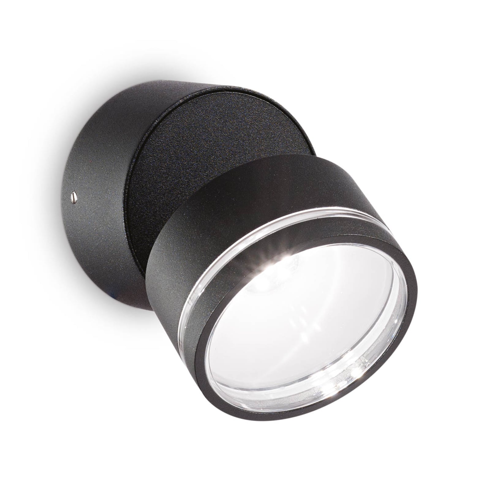 LED vegglampe Omega Round svart Ø9 cm 7W IP54 fra Ideallux sett forfra
