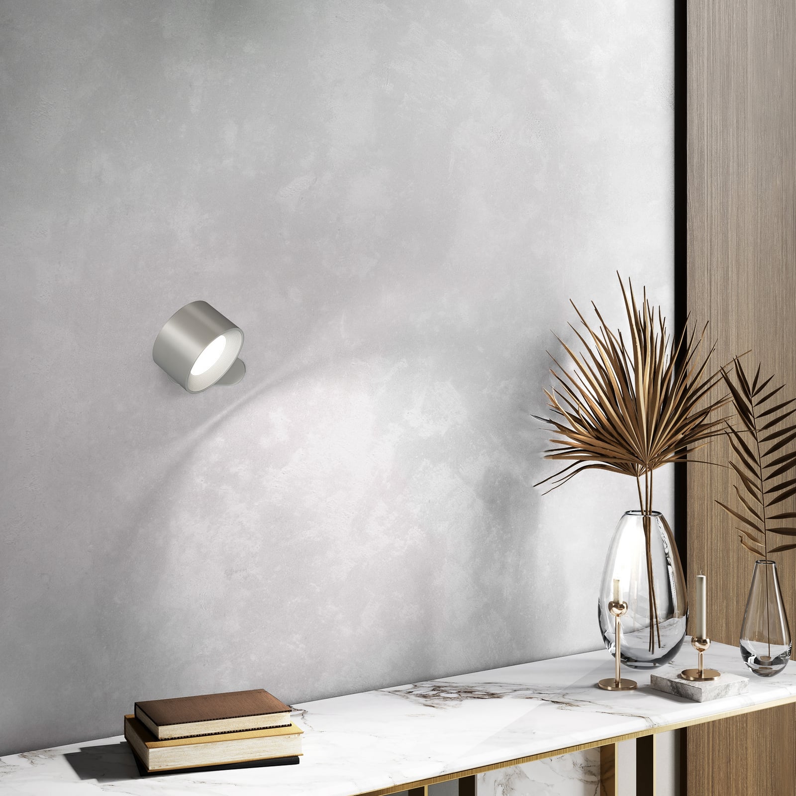 LED vegglampe oppladbar magnetisk CCT dimbar sølv bakside