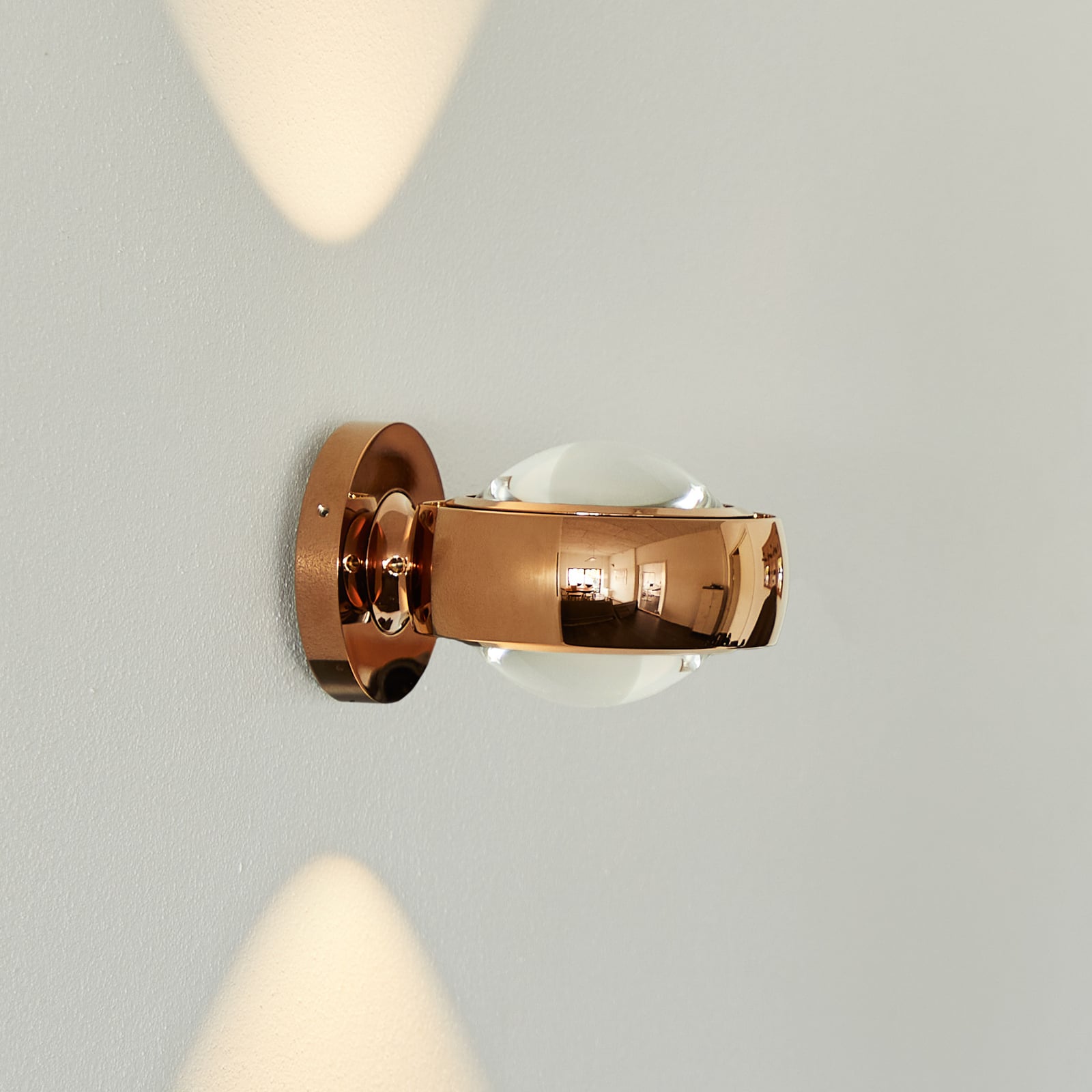 LED vegglampe Optic roségull aluminium dimbar Ø12 cm forfra