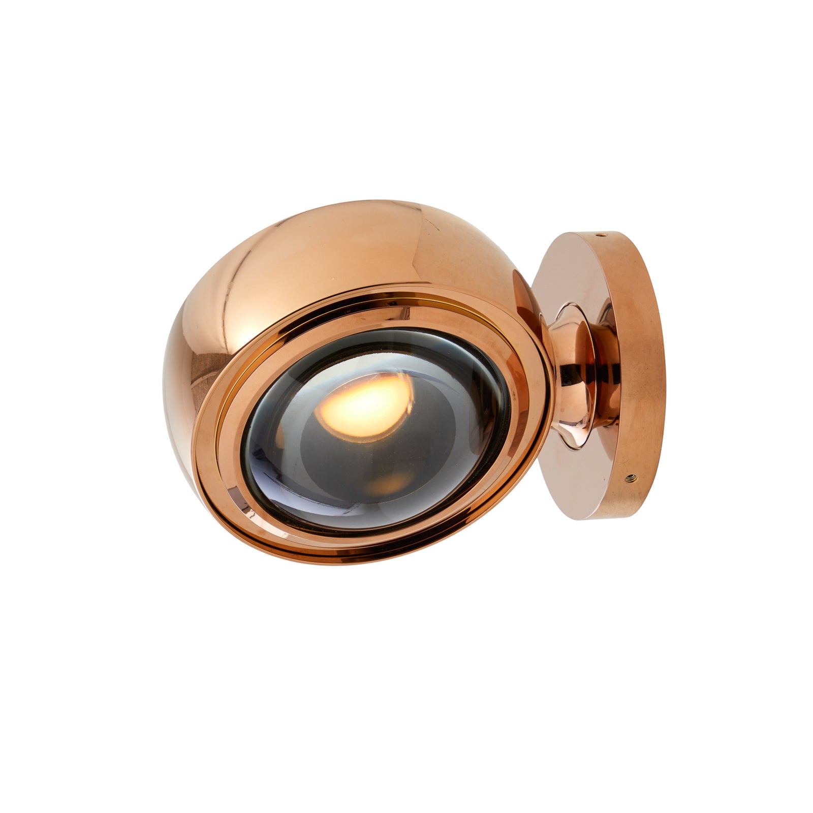 LED vegglampe Optic roségull aluminium dimbar Ø12 cm montert