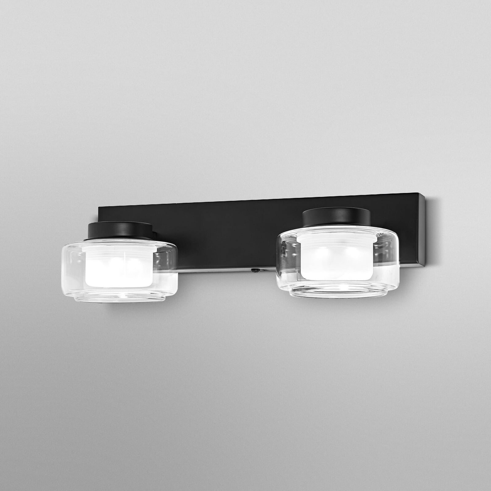 Detalj av LED-vegglampe ORBIS FLAME 2-lys svart CCT IP44
