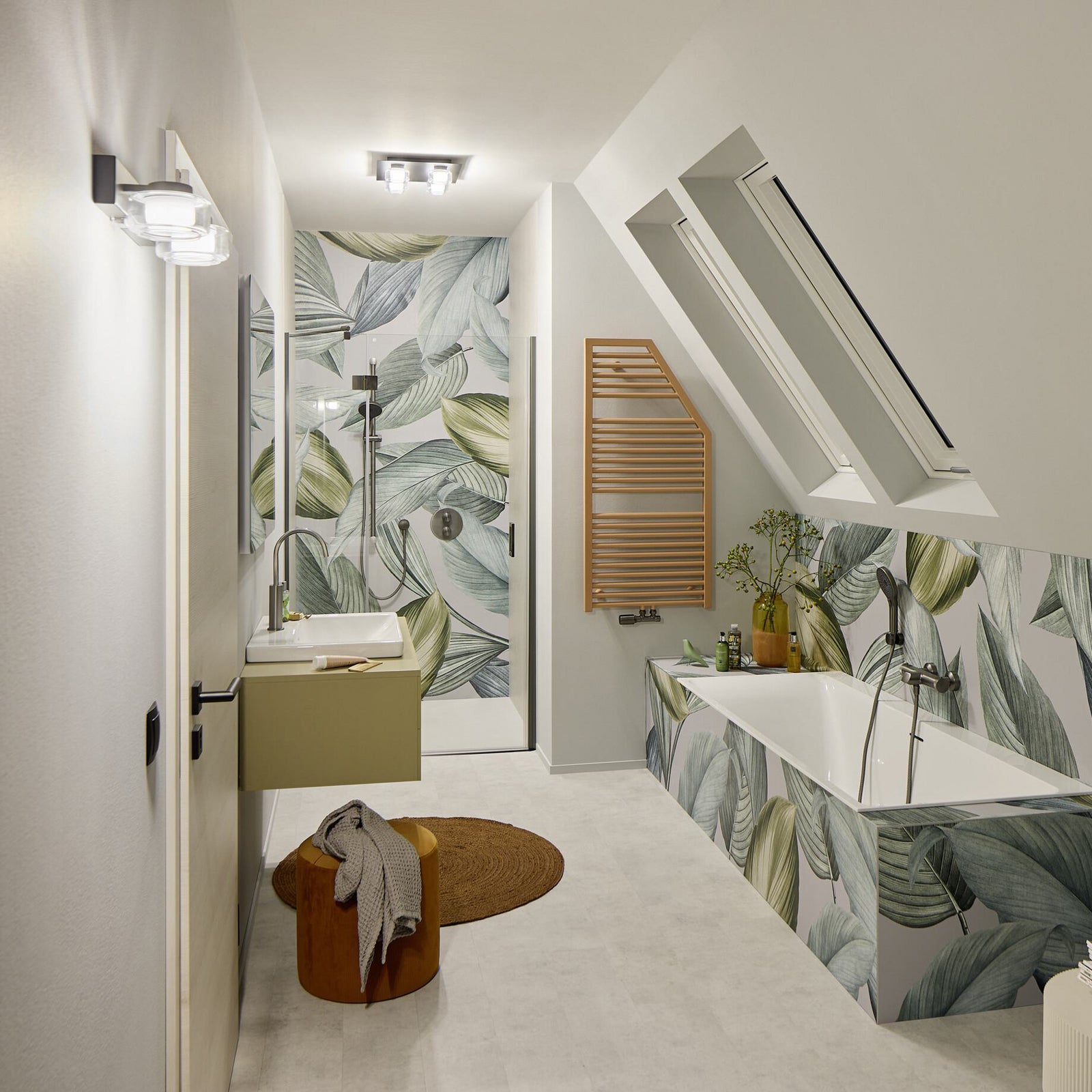 Nærbilde av LED-vegglampe ORBIS FLAME 2-lys svart CCT IP44