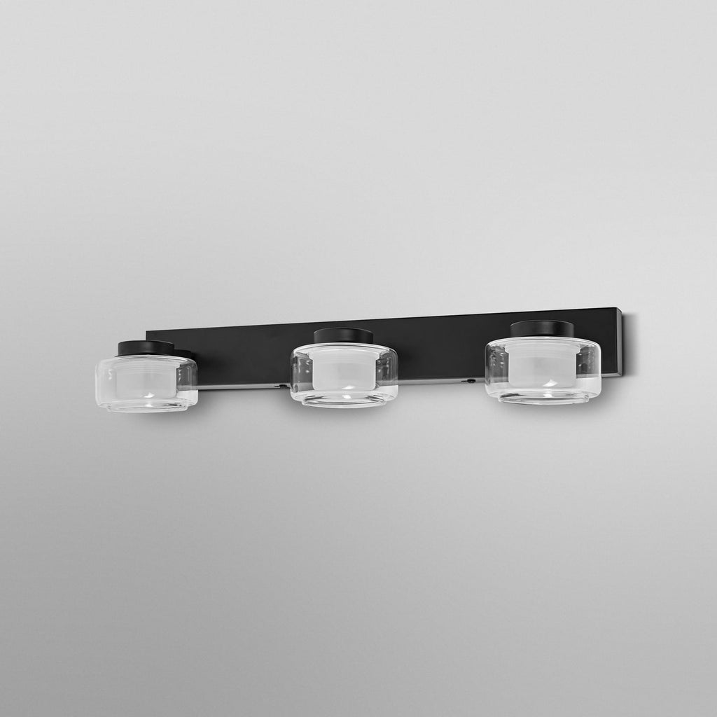 Detalj av LED vegglampe Orbis Flame 3-lys glass svart