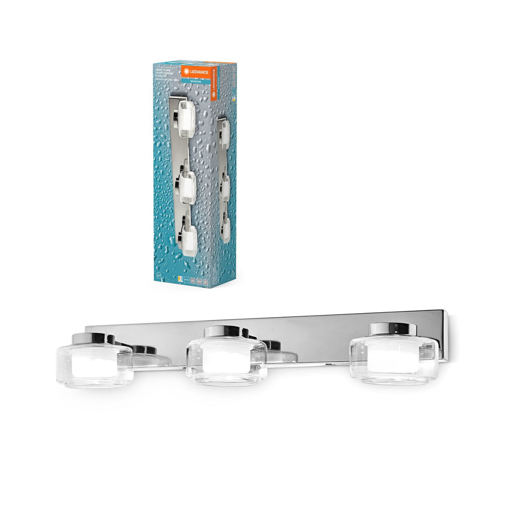 Montert LED vegglampe Orbis Flame 3-lys krom glass på vegg