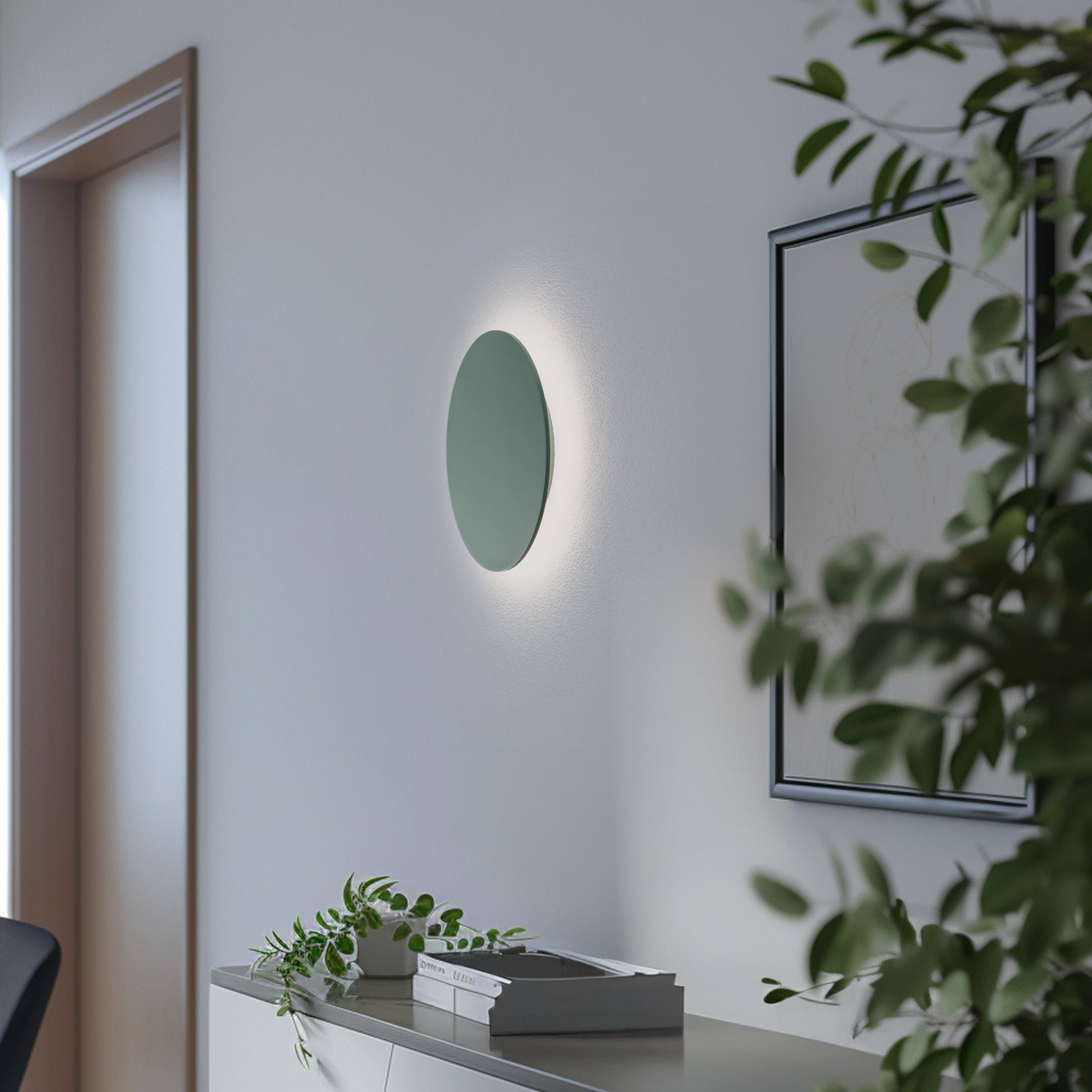 LED vegglampe Orios Plus grønn stål bakside