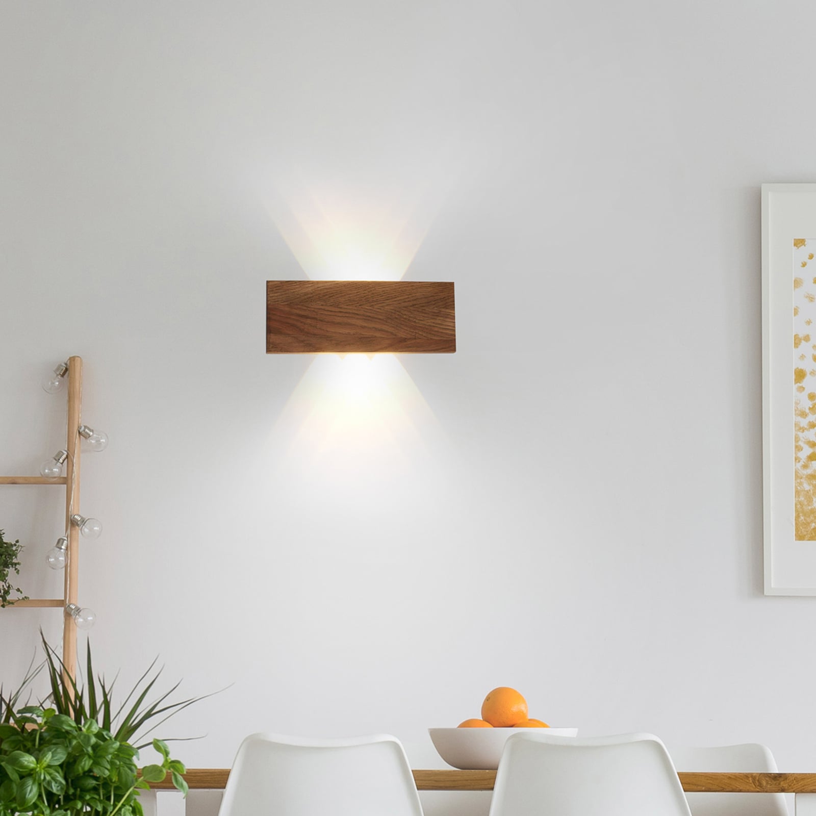 LED vegglampe Palma tredekor 32 cm opp/ned bakside