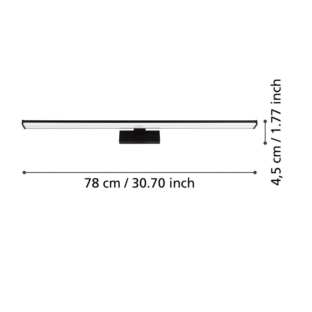 LED vegglampe Pandella 1 svart aluminium 78 cm detalj
