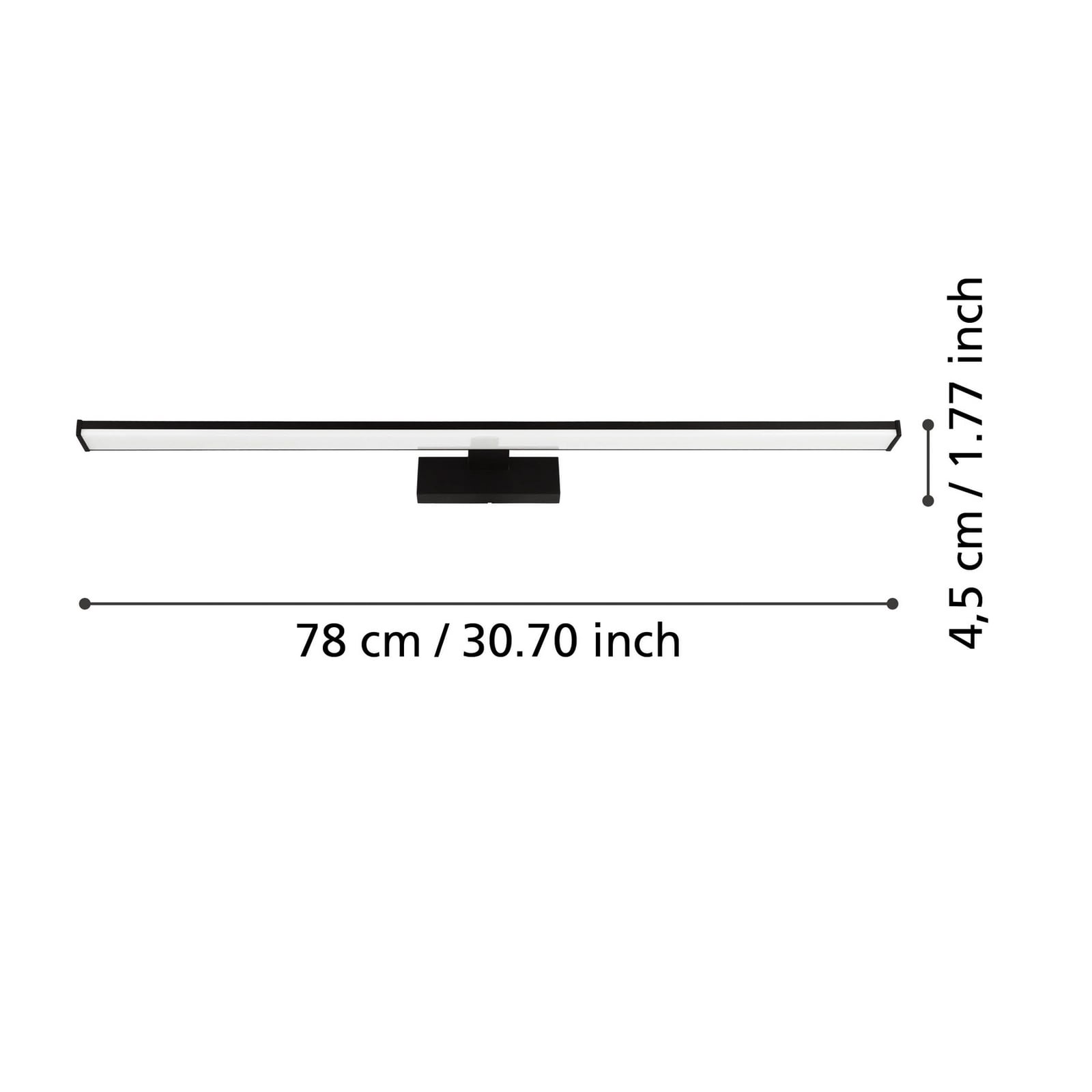 LED vegglampe Pandella 1 svart aluminium 78 cm detalj