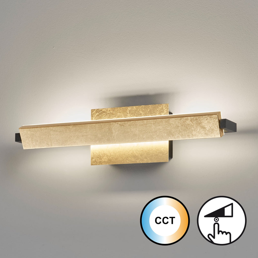 LED vegglampe Pare bladgull dimbar CCT 40 cm 14W detalj