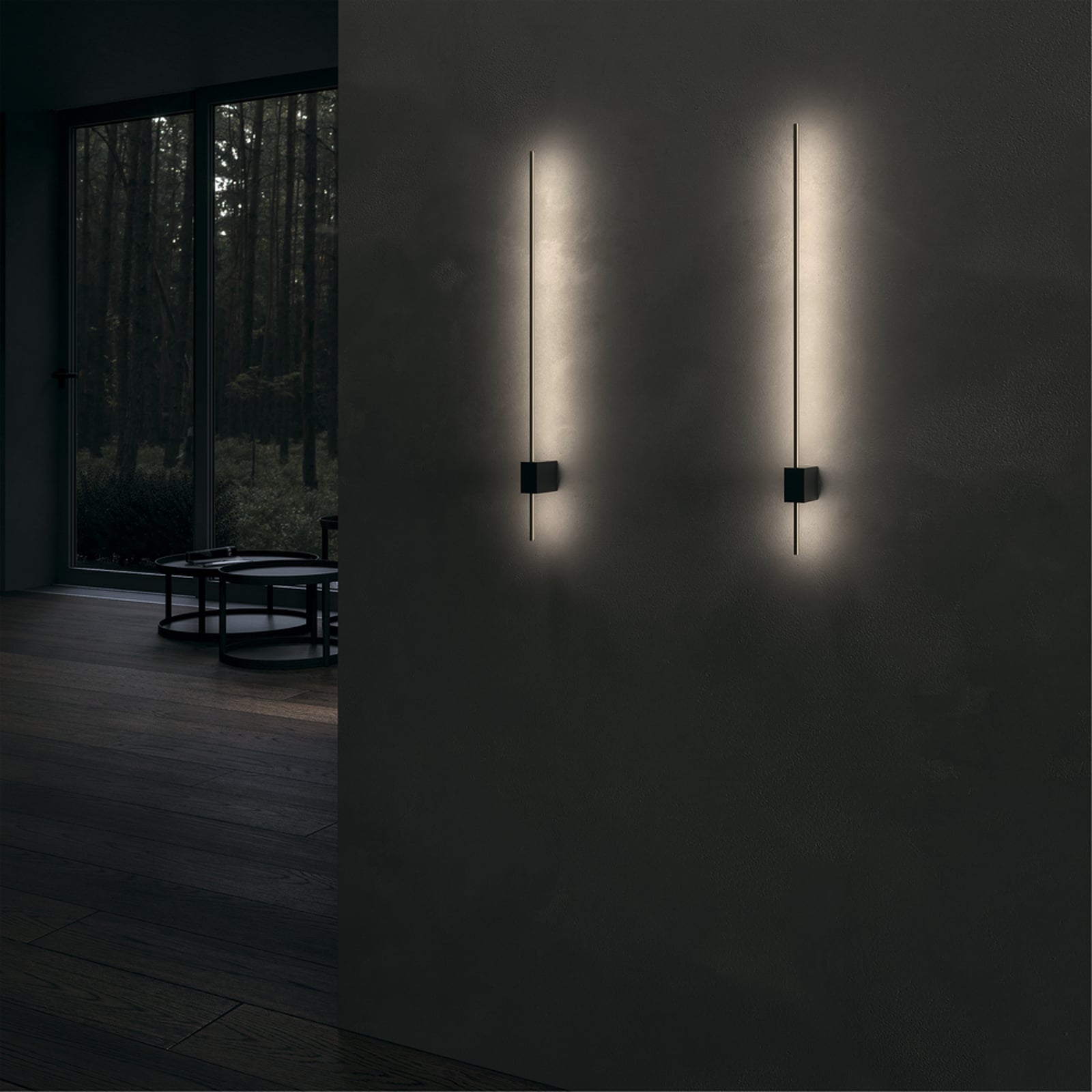 LED vegglampe Pars svart/gull montert på vegg