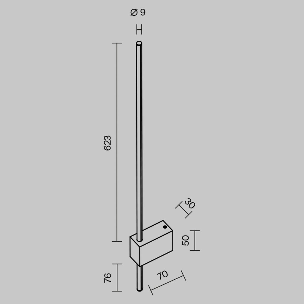 LED vegglampe Pars svart/gull sett fra siden