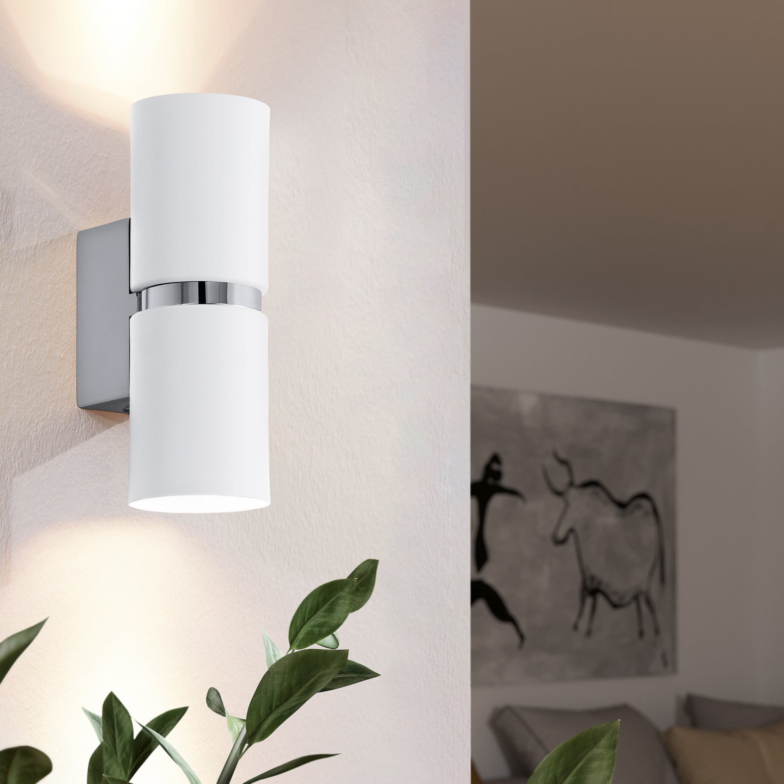 LED vegglampe Passa rund hvit 2-lys GU10 opp og ned bakside