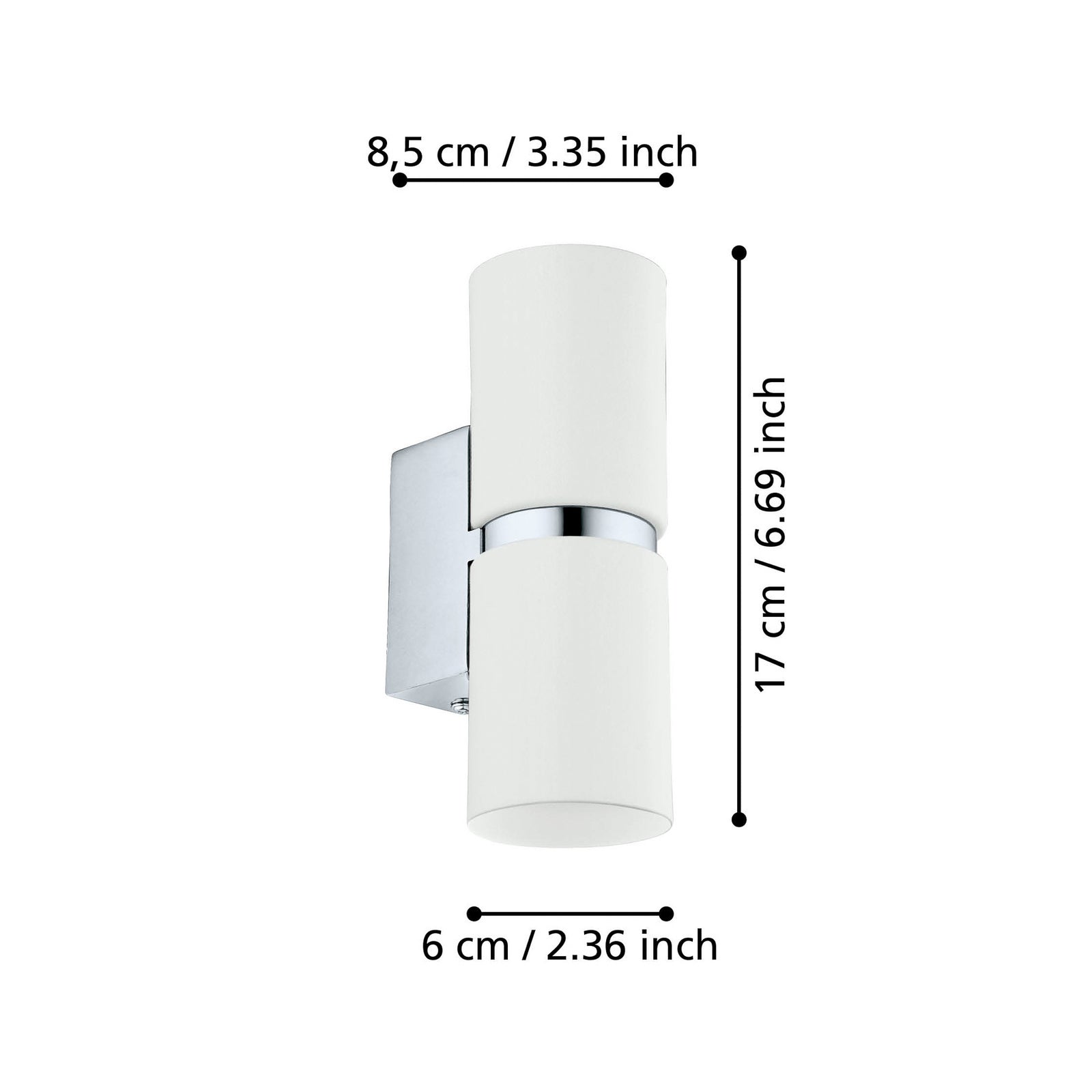 Detalj av LED vegglampe Passa rund hvit 2-lys GU10 opp og ned
