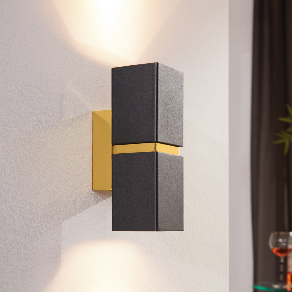 LED vegglampe Passa opp og ned svart-gull GU10 bakside