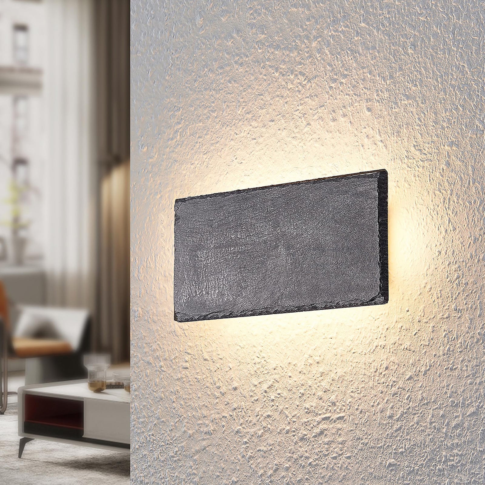 LED vegglampe Peetu skiferstein dimbar bakside