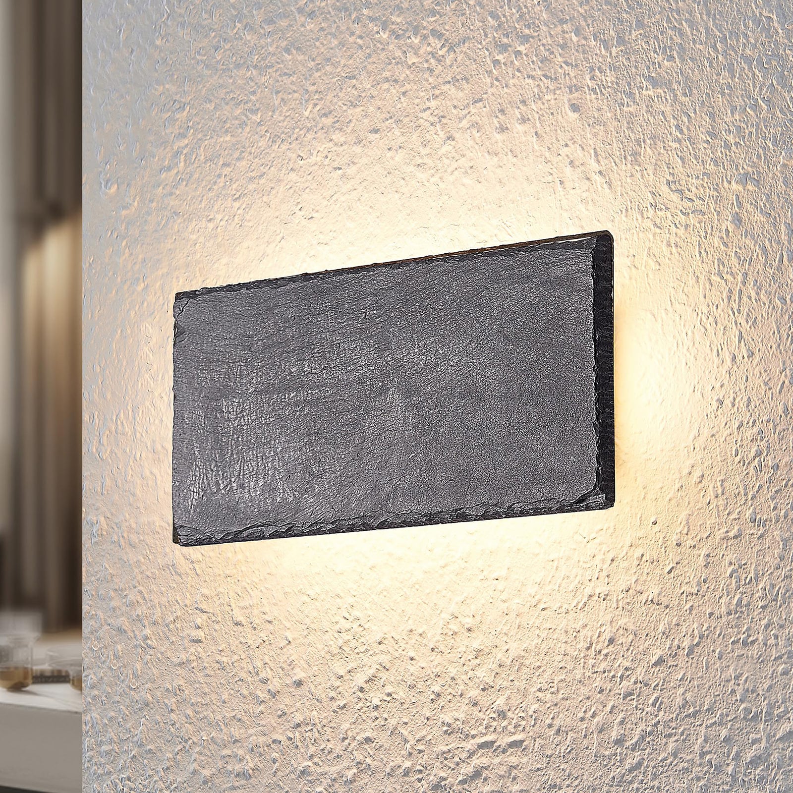 LED vegglampe Peetu skiferstein dimbar forside