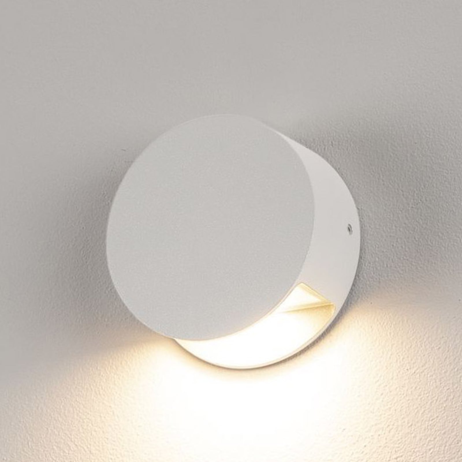 LED vegglampe Pema rund hvit aluminium IP44 forfra
