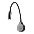 LED vegglampe Pixie med fleksarm svart 3W 2700K front