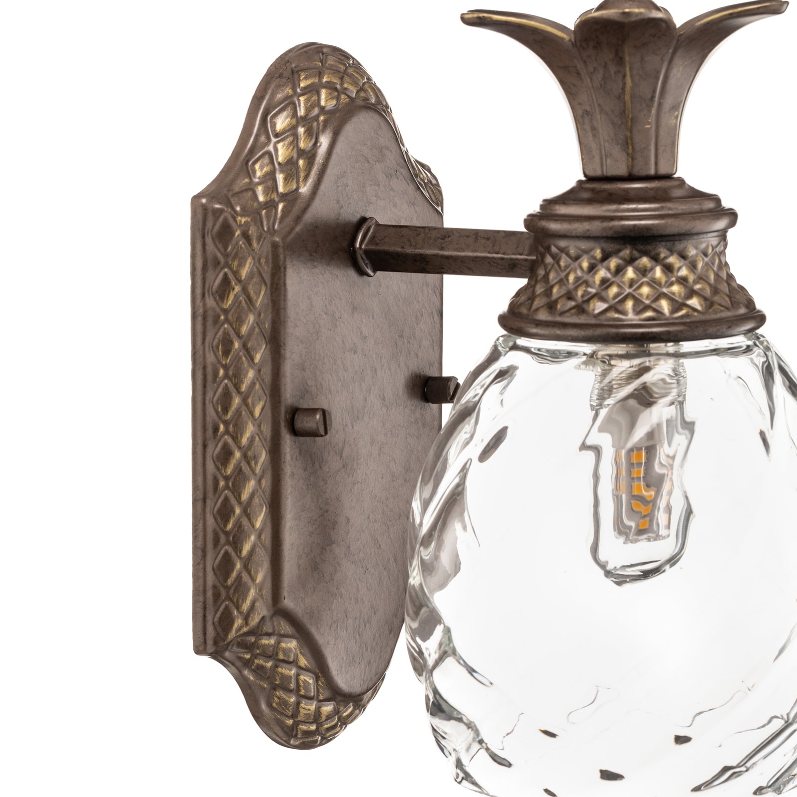 LED vegglampe Plantation bronse glass G9 IP44 - Elstead sideprofil