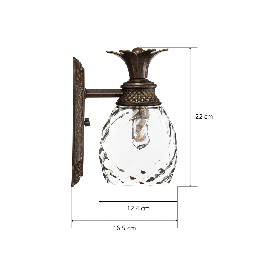 LED vegglampe Plantation bronse glass G9 IP44 - Elstead med synlig G9 LED-lyskilde