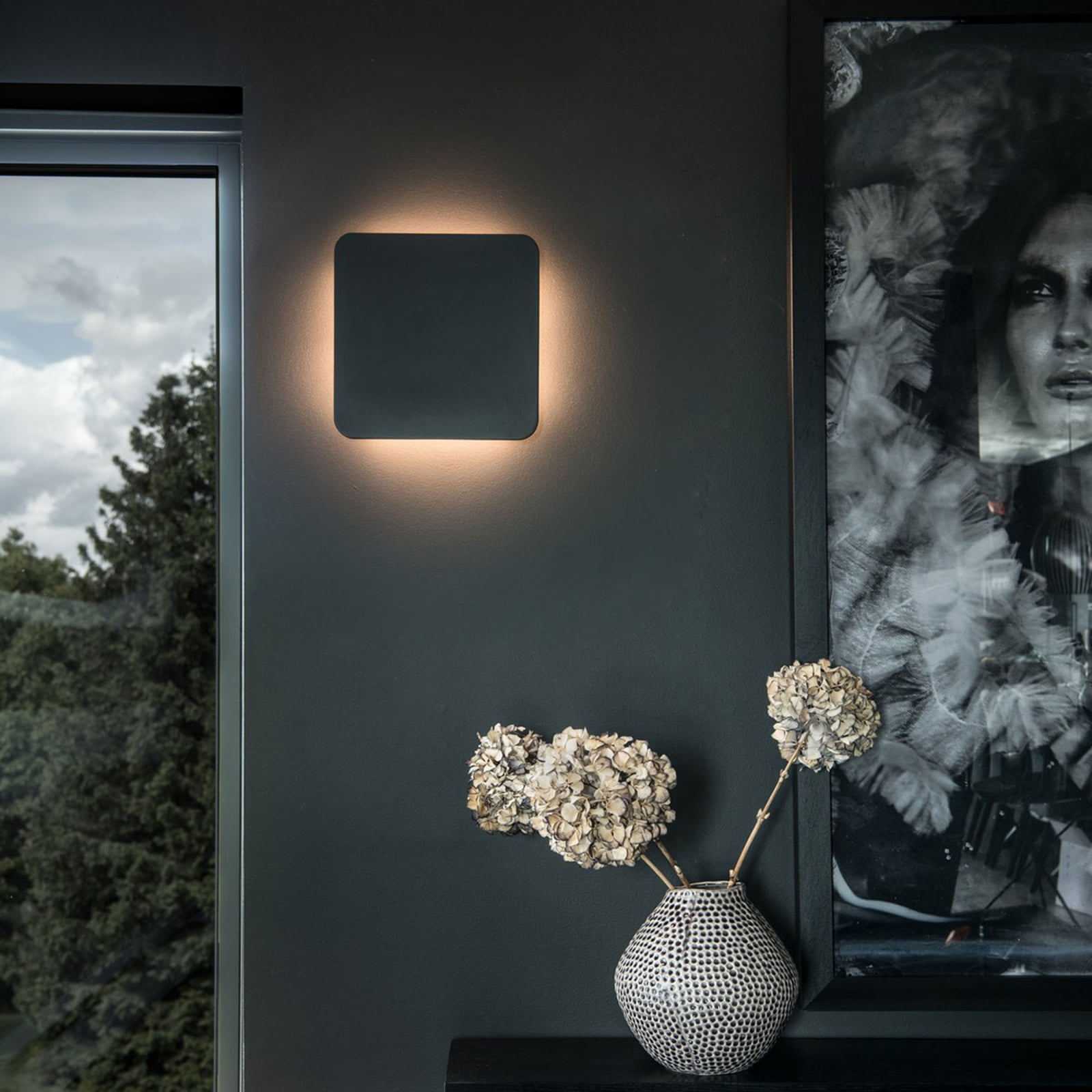 LED vegglampe Plastra gips kvadratisk 30x30 cm hvit bakside