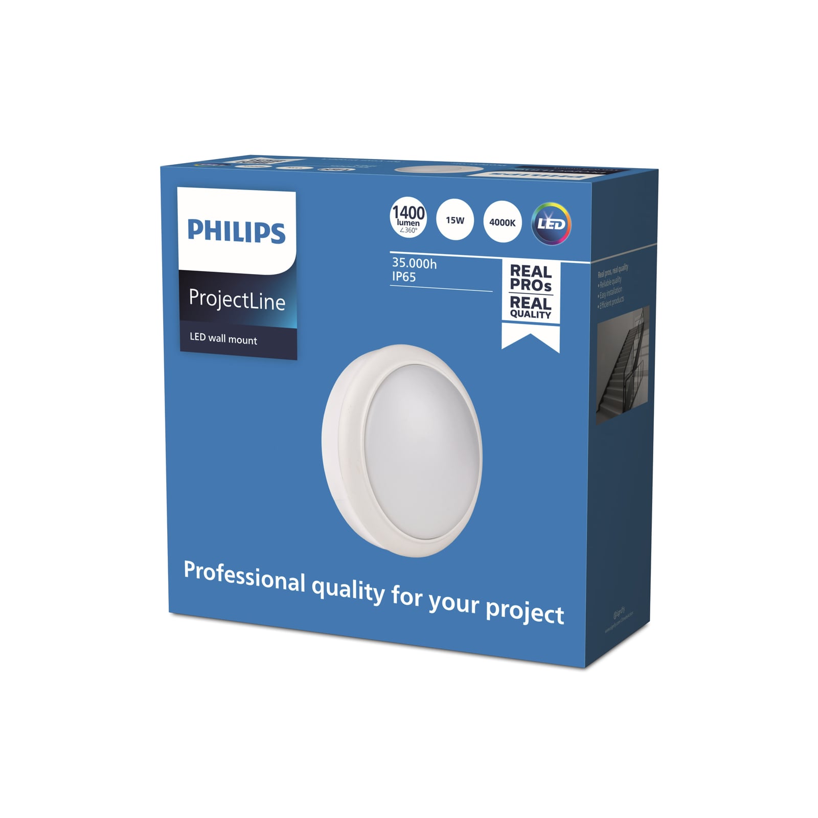 LED vegglampe ProjectLine rund Ø18,2 cm montert i rom