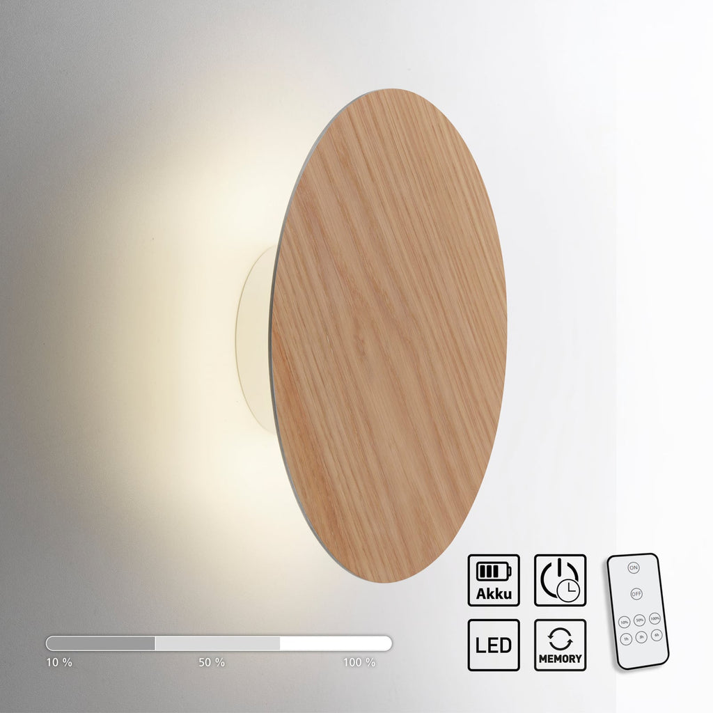 LED vegglampe Puntua oppladbar Ø25 cm treoptikk lysstemning