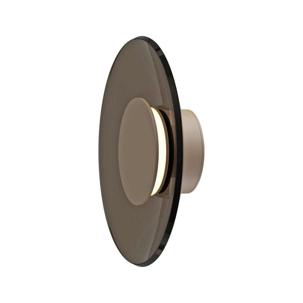 LED vegglampe PURE Moon ravglass bronse Ø32 cm forfra