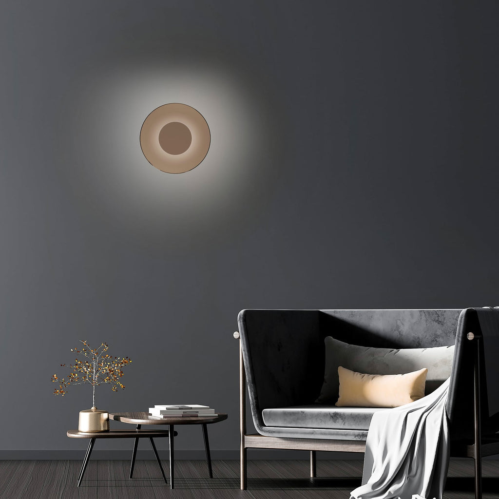 LED vegglampe PURE Moon ravglass bronse Ø32 cm bakside