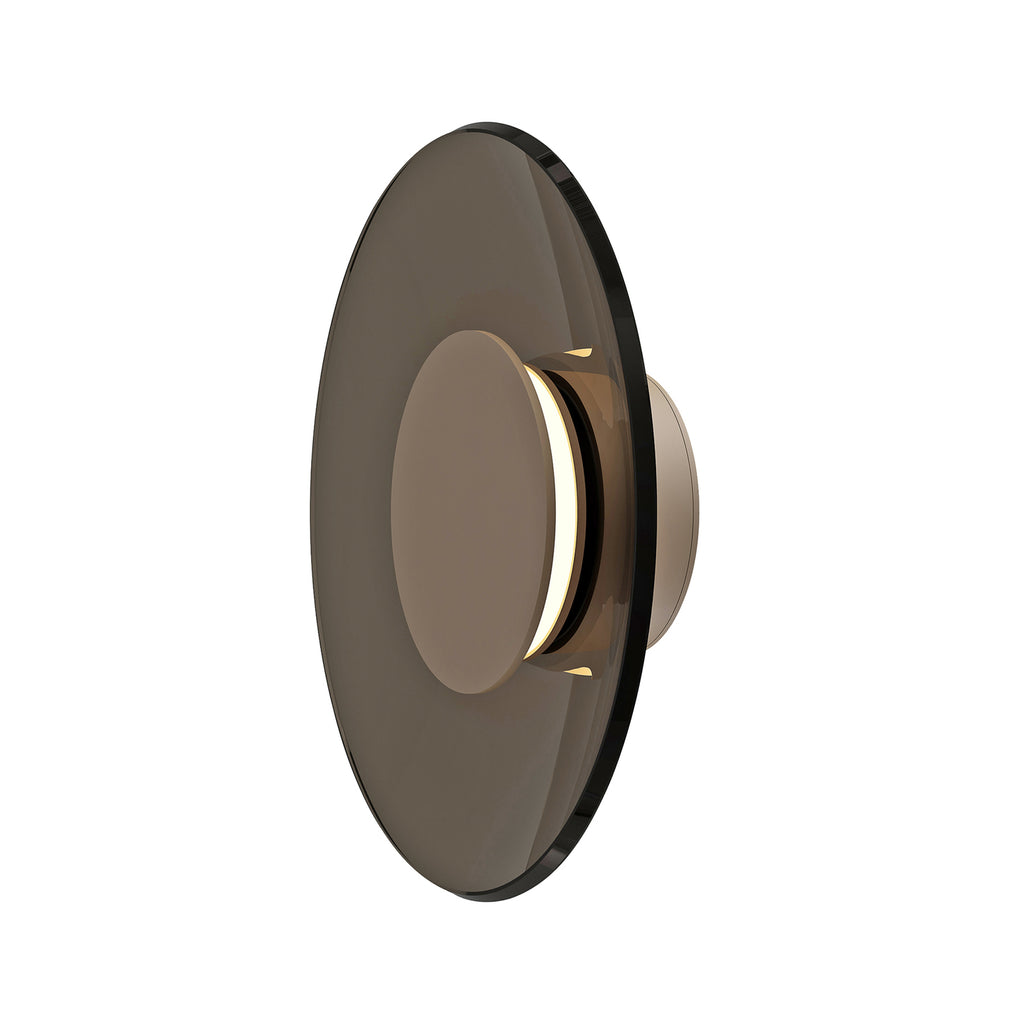 Montert LED vegglampe PURE Moon ravglass bronse Ø32 cm i rom