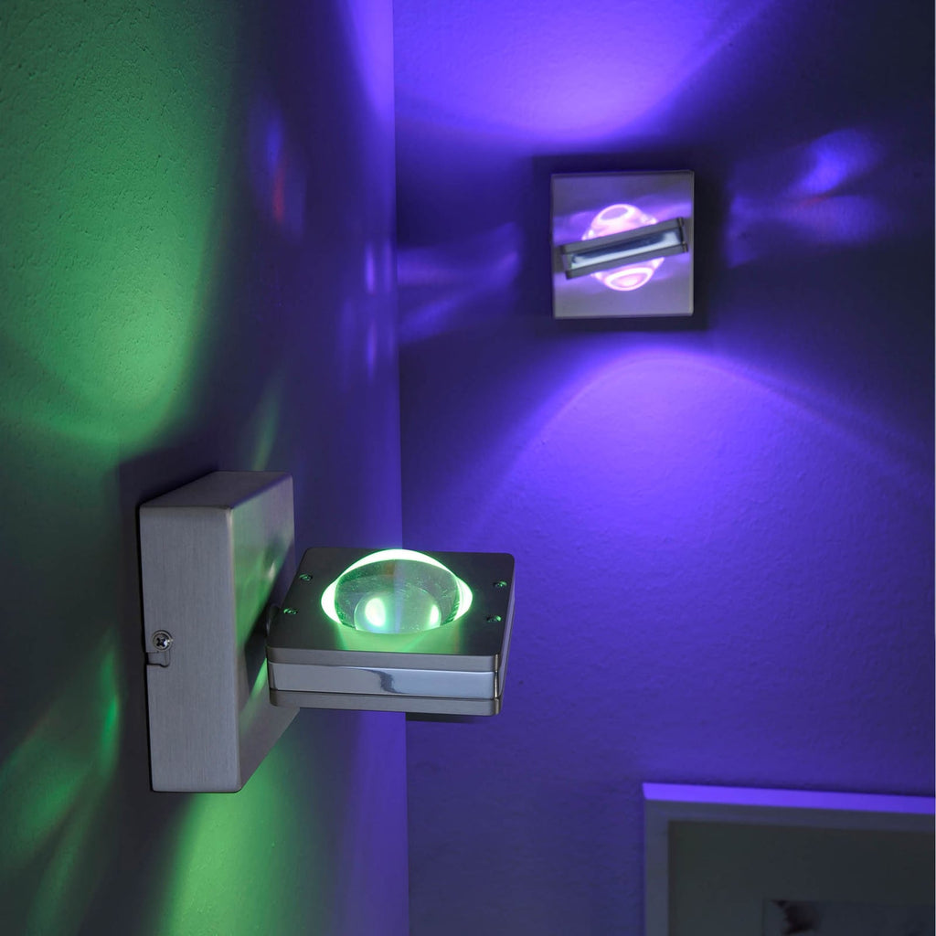 LED vegglampe Q-FISHEYE dimbar RGB ZigBee krom montert på vegg