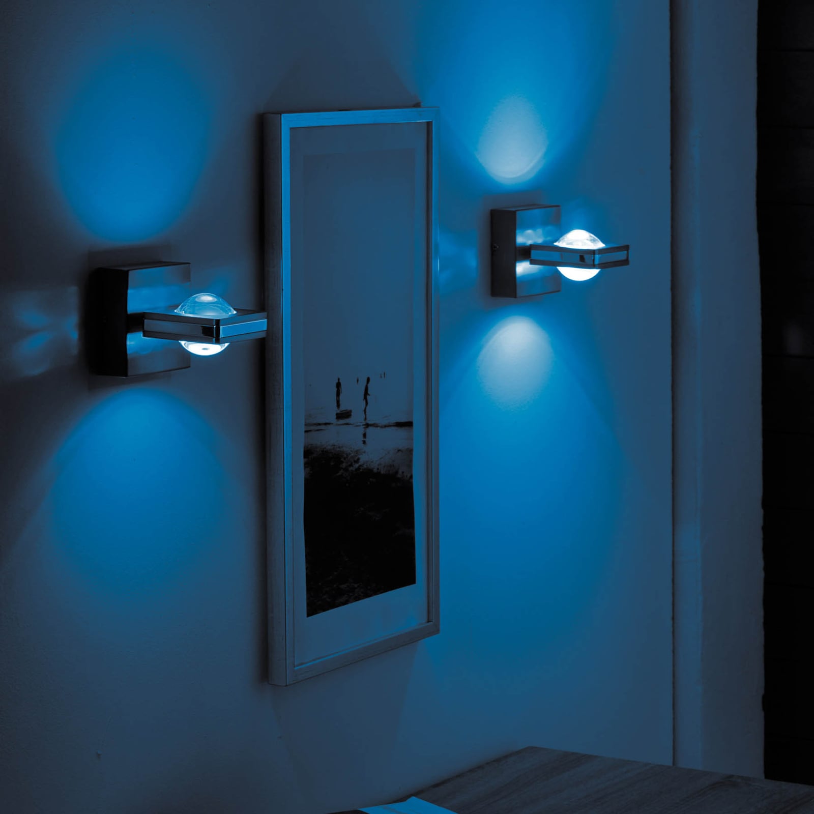 LED vegglampe Q-FISHEYE dimbar RGB ZigBee krom 11 cm - Q-Smart-Home