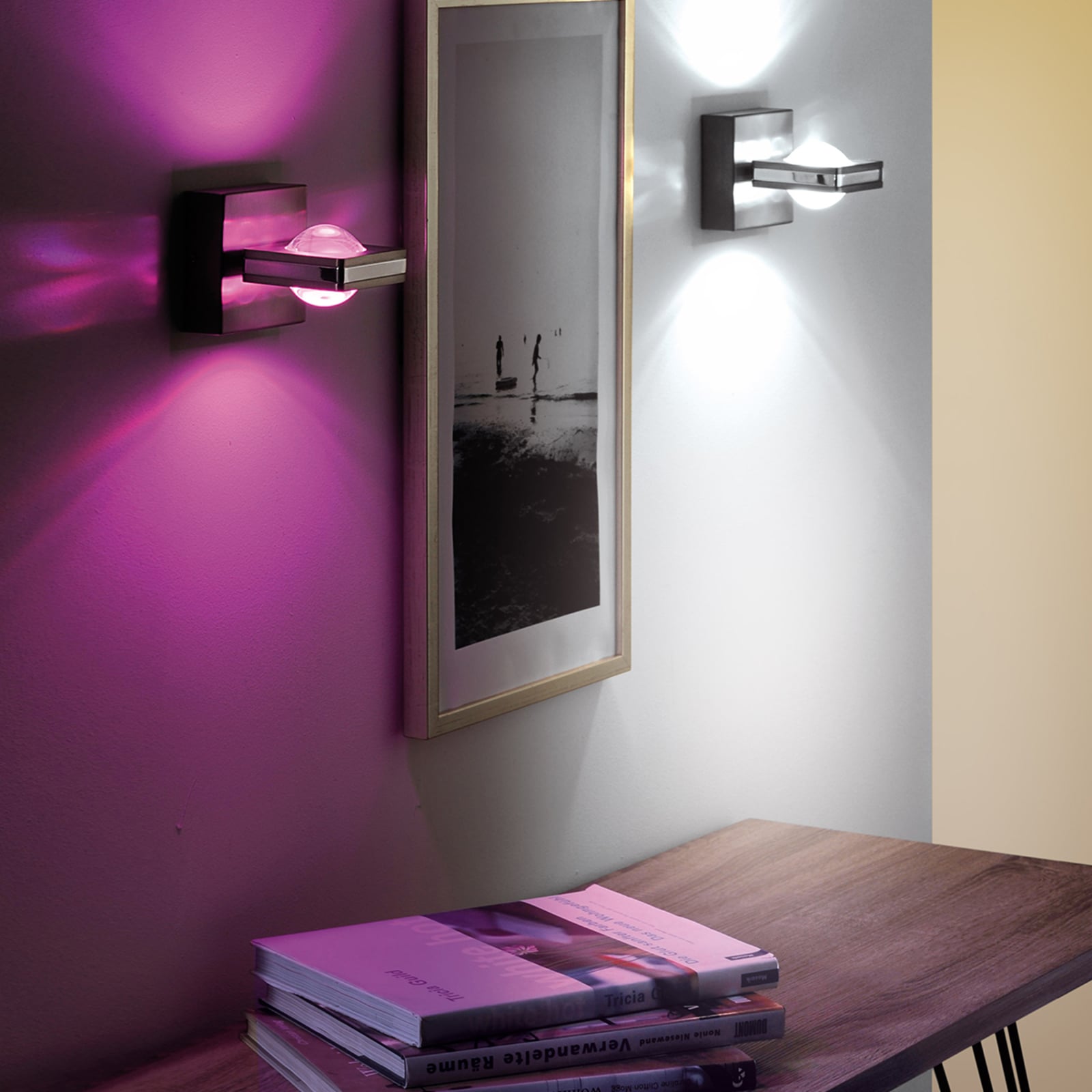 LED vegglampe Q-FISHEYE dimbar RGB ZigBee krom 11 cm - Q-Smart-Home