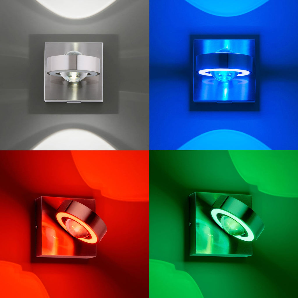 LED vegglampe Q-MIA dimbar RGB ZigBee glass detalj av metallramme