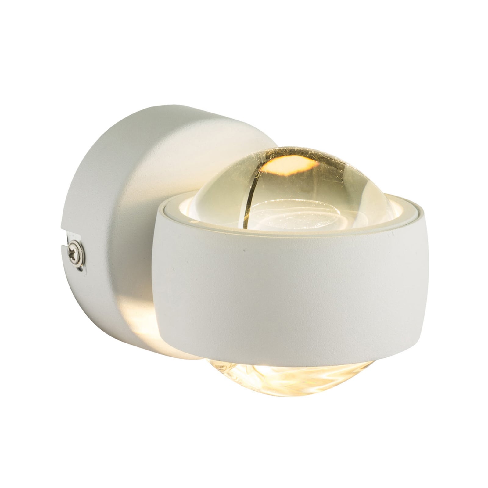 Detaljbilde av LED vegglampe Randi hvit metall/glass med klart glass