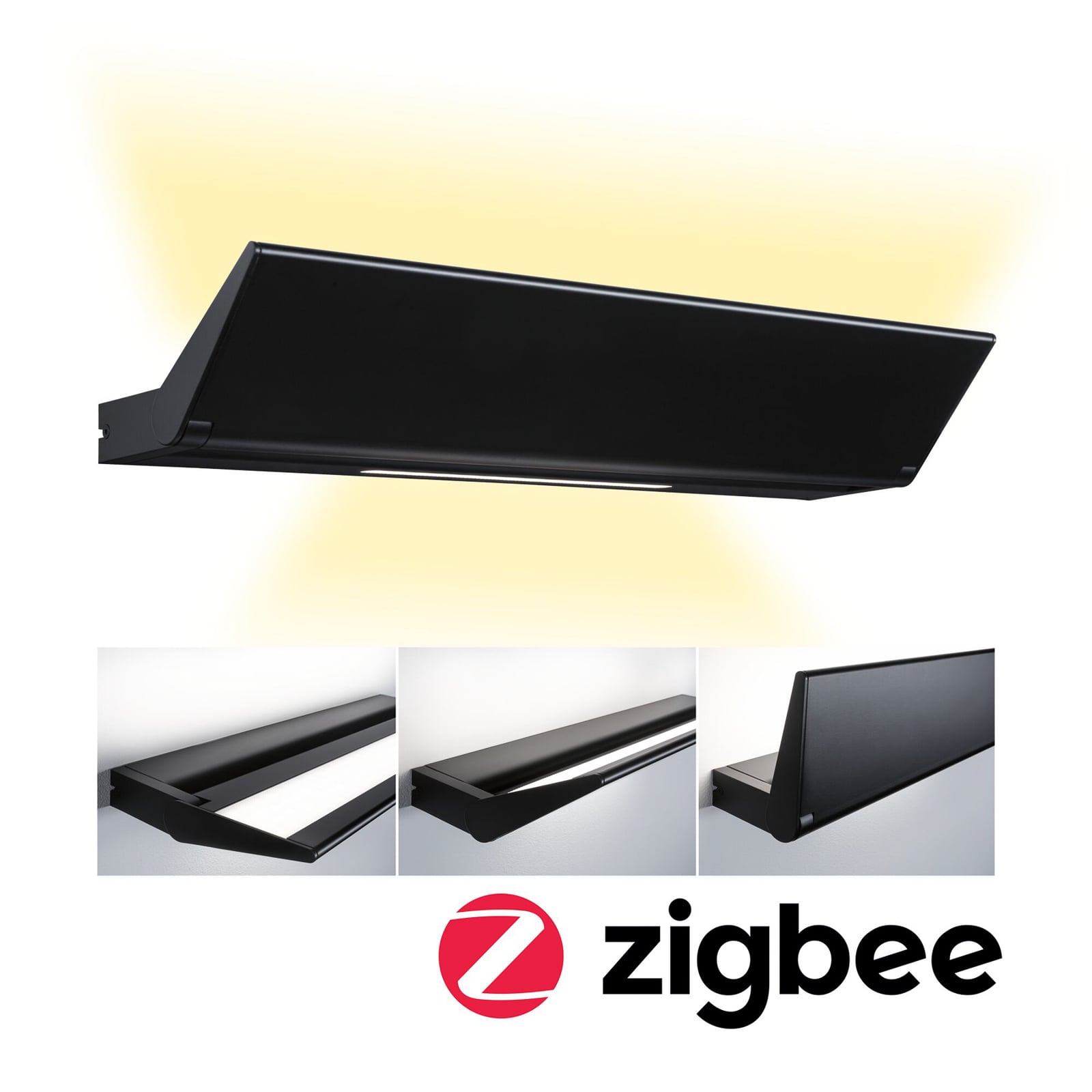 LED vegglampe Ranva dimbar ZigBee CCT aluminium svart forfra