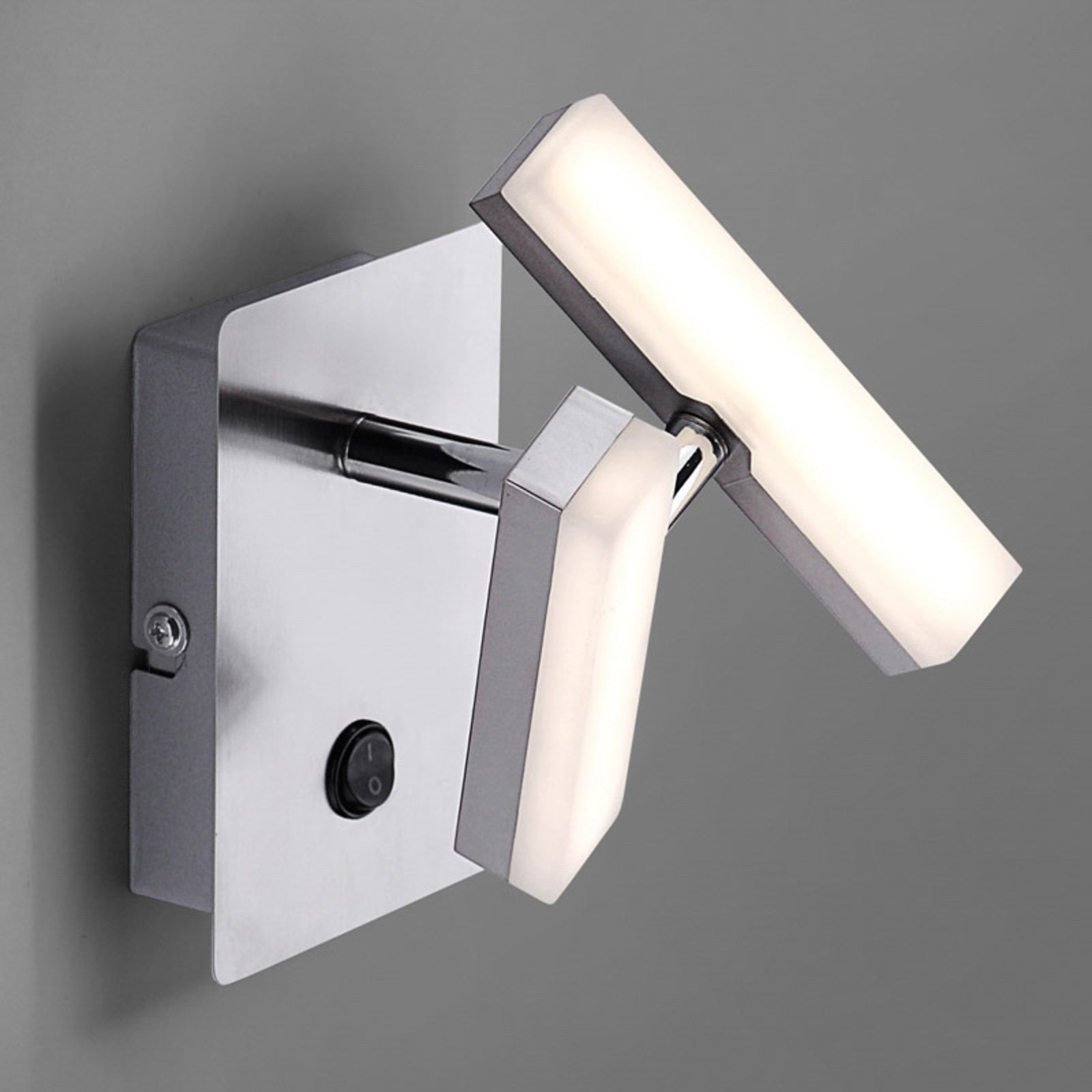 LED vegglampe Rico 2-lys stål svingbar med bryter bakside