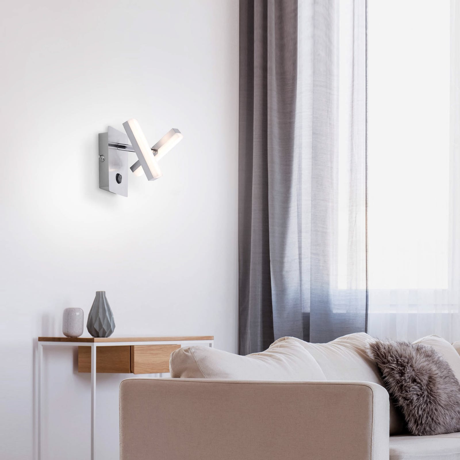 Montert LED vegglampe Rico 2-lys stål svingbar med bryter