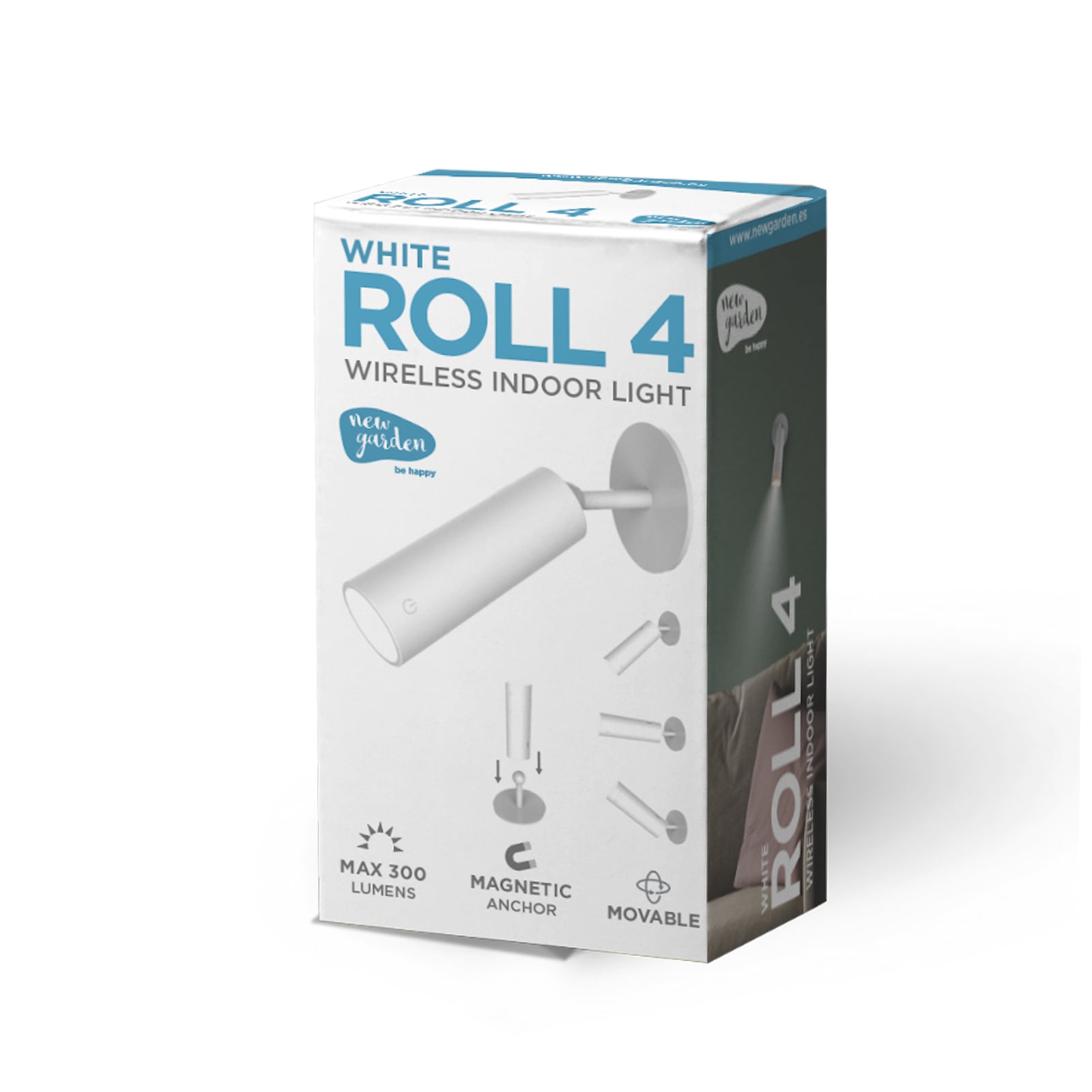 LED vegglampe Roll 4 oppladbar hvit dimbar svingbar montert